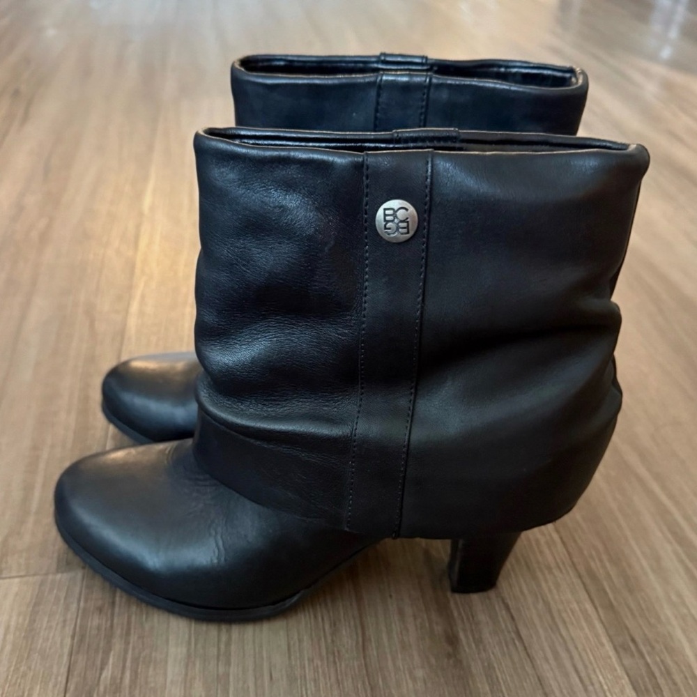 BCBG Paris Black Fold Over Ankle Booties